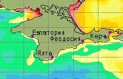 Температурная карта моря у берегов Крыма